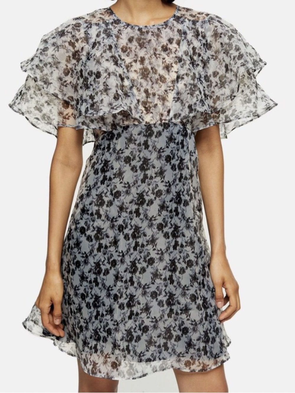 Topshop Dress Ruffle Floral Babydoll